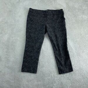 Ann Taylor Factory Dark Charcoal Floral Cropped Pants